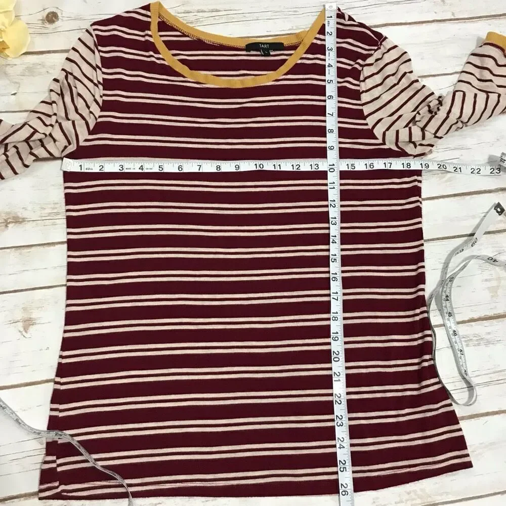 Tart Stitch Fix Knit Striped‎ Top Shirt Size large burgandy gold - Picture 4 of 10